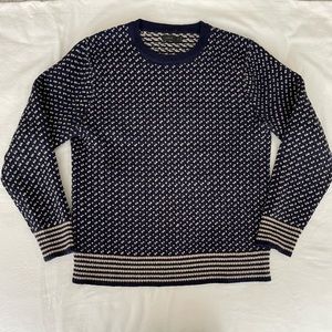 J. Crew Navy and Tan Wool Sweater